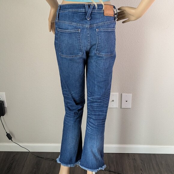 Point Sur Jeans Women's Size 27 Blue 10" Demi-Boot Cropped Button-Fly Raw Hem - Picture 2 of 16